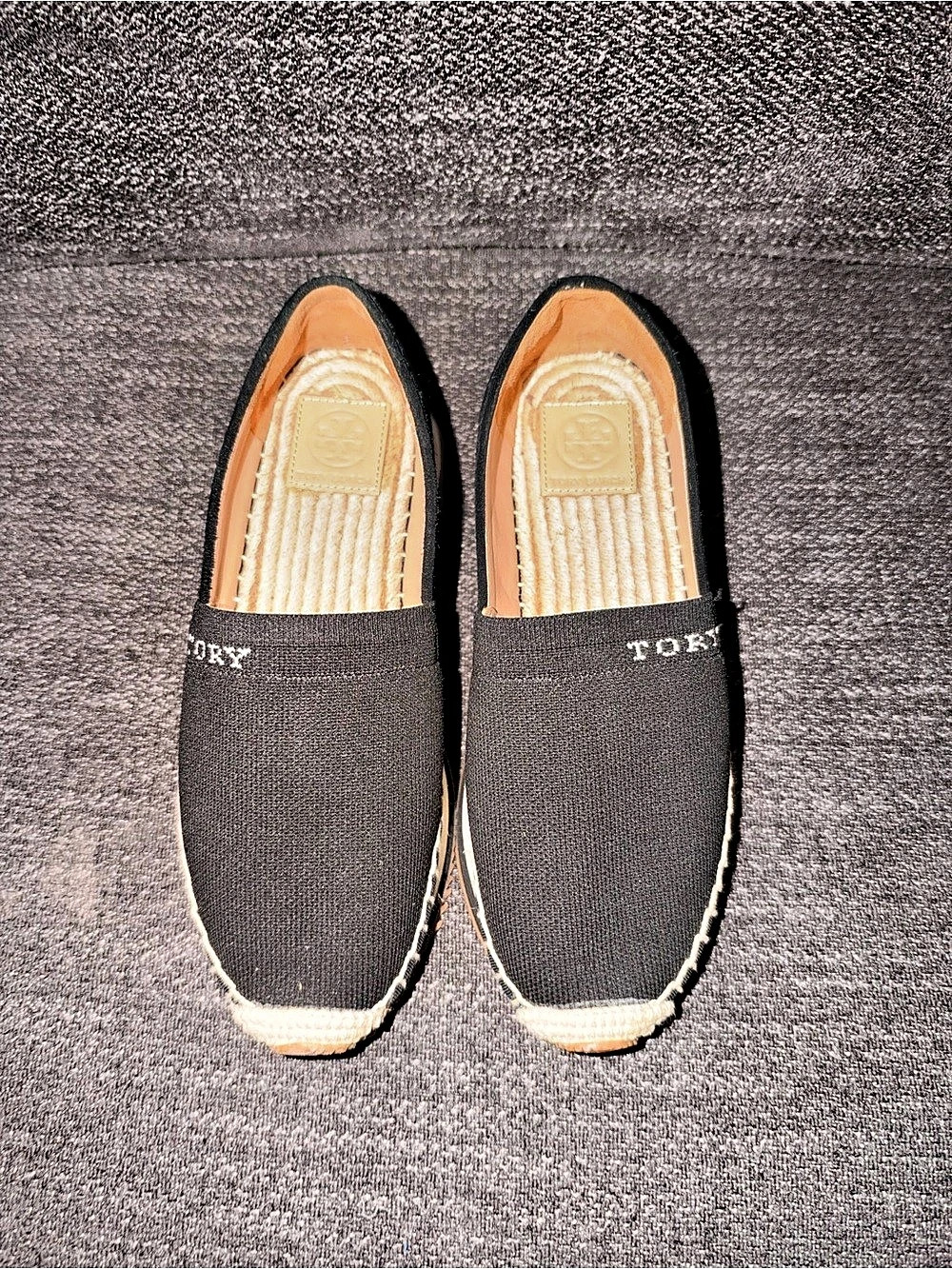 Tory Burch Espadrille Platform Shoes in Black & White Like New